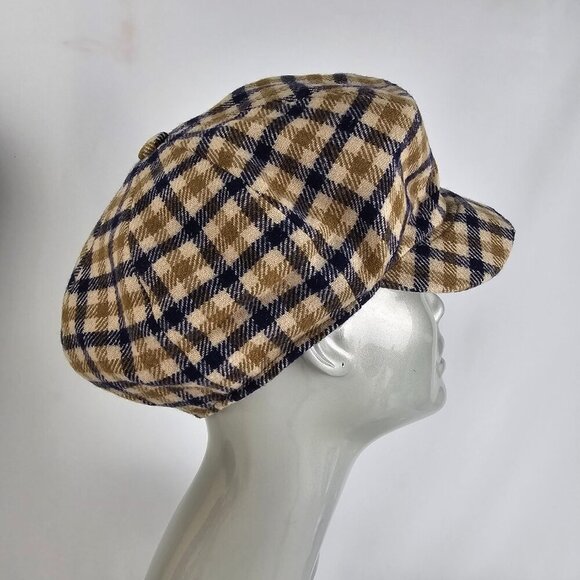 AQUASCUTUM Vintage Classic Check Plaid Wool Newsboy Hat - Picture 3 of 9